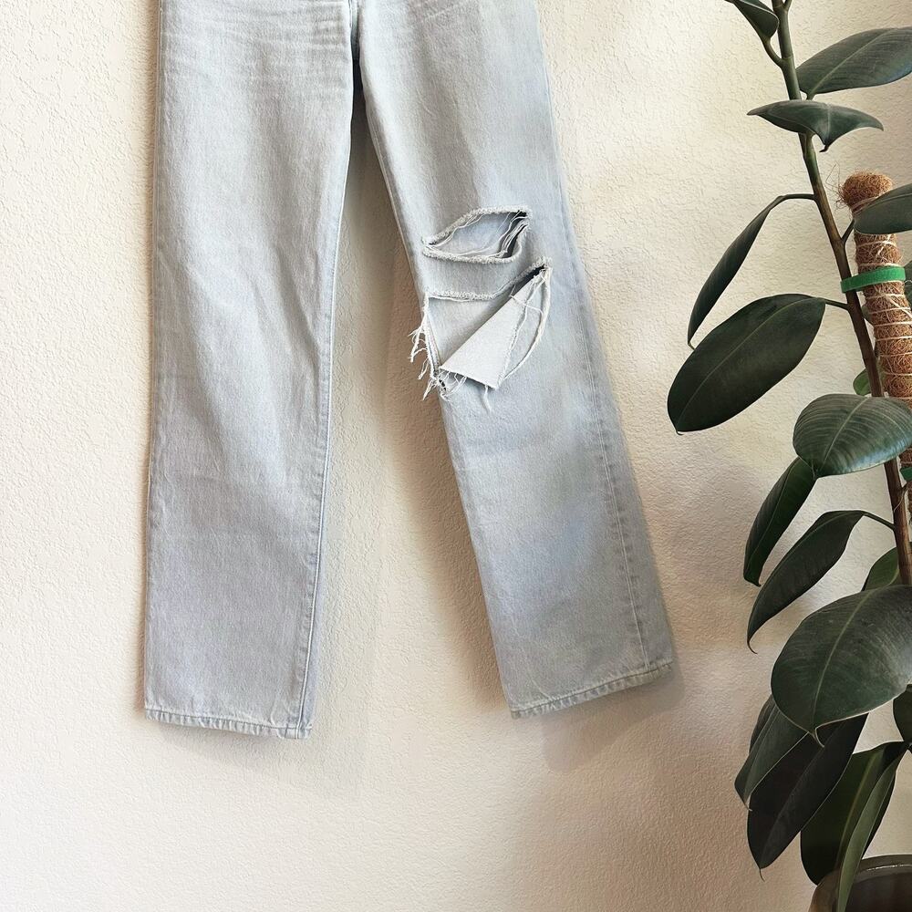 Levi's Womens Ribcage Straight Ankle Jeans Size 26 Premium Button Fly Distressed - Picture 3 of 10